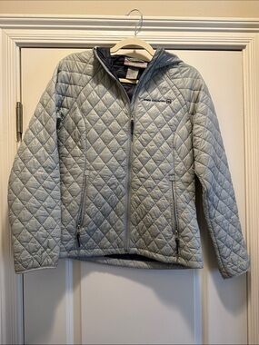 Free Country Light Gray Quilted Hooded Puffer Jacket